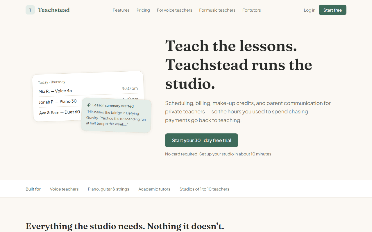 Teachstead — product screenshot